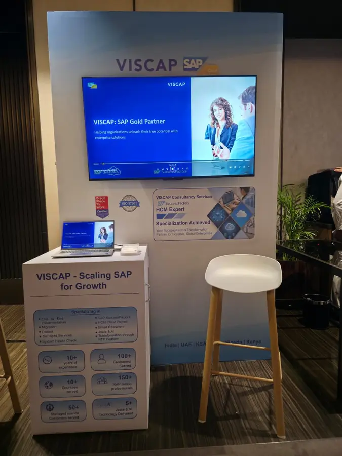 Le stand VISCAP à SAP HR Connect Delhi, sous le panneau VISCAP et SAP Gold Partner.