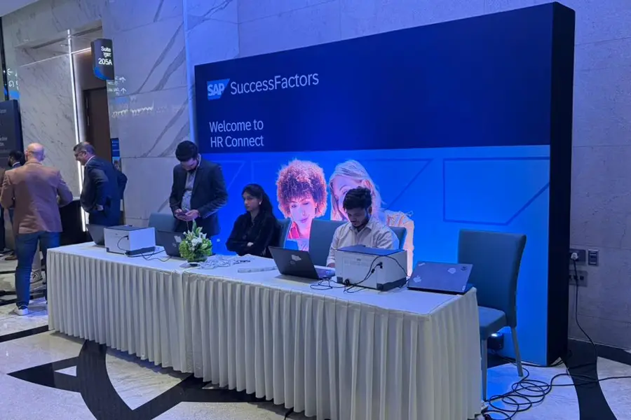 The SAP SuccessFactors welcome desk at the entrance to HR Connect.