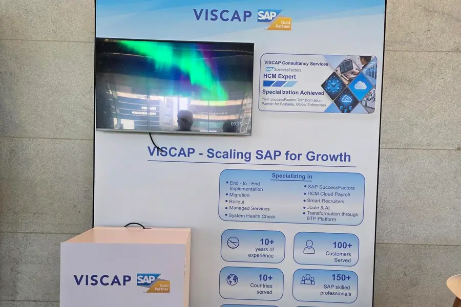 The VISCAP stand on the event floor at HR Connect Mumbai.