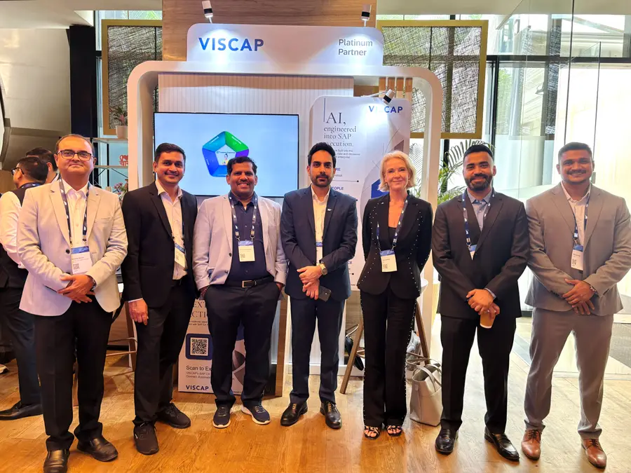 Seven members of the VISCAP and SAP teams together at the VISCAP stand.